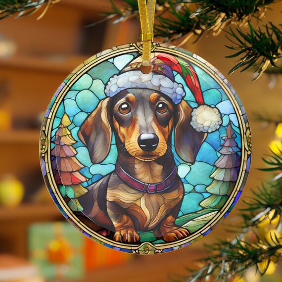 Glass sausage dog ornament discount
