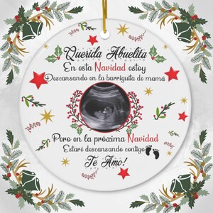 Décoration à ultrasons personnalisée pour faire-part de grossesse de Noël pour grands-parents, grands-parents en espagnol, décoration de bébé enceinte Abuelita