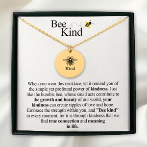 Bee Kind Coin Pendant Necklace: Stainless Steel Honey Bee Jewelry