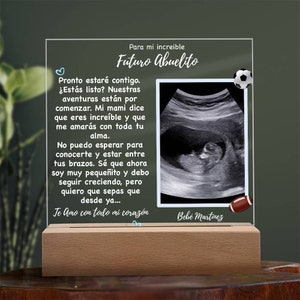 Babyaankondiging grootouder Zwangerschapsaankondiging opa Nieuwe opa cadeau Abuelo cadeau Spaanse cadeaus Futuro abuelito echografie Plaquette