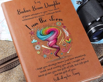 Custom Vegan Leather Journal, Gift for Bonus Daughter