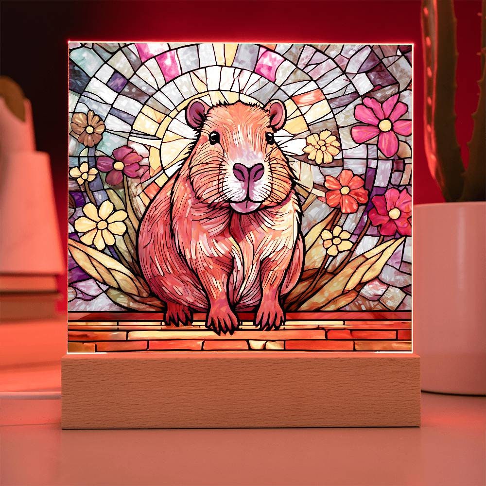 Veilleuse en acrylique pour vitrail Capybara, plaque acrylique