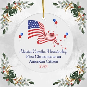 Us citizenship gift, Becoming a US Citizen Gift Personalized Christmas Ornament, Citizenship Gifts, First Christmas as an American Citizen