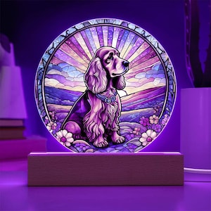 English Cocker Spaniel Stained Glass Acrylic Circle Plaque Cocker