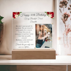 40th Birthday Gift, 40th Birthday Gifts for Women Best Friend Picture, Personalized Bff 40th Birthday Photo Plaque, Work Bestie Gift