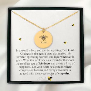 Bee Kind Coin Pendant Necklace: Stainless Steel Inspirational Jewelry