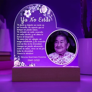 Regalo conmemorativo en español, En memoria de mamá, Placa con foto de recuerdo en español, Pérdida del padre, Pérdida de la madre, Regalo conmemorativo del Día de la Madre