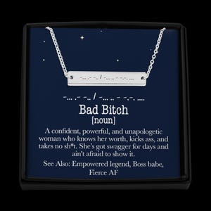 Morse Code Necklace: "Bad Bitch" Stainless Steel Empowering Gift