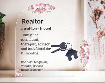 Realtor Gifts, Acrylic Heart Plaque, Realtor Definition Funny Gifts, House Hustler Plaque, Real Estate Agent Gift for Her, Realtor Broker