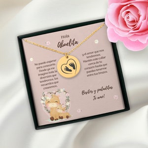 Regalo del Día de las Madres Españolas para la nueva abuela, Anuncio de Embarazo Español Abuela Abuelita, Collar personalizado de la abuela Anuncio Embarazo