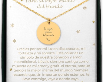 Personalized Spanish Necklace for Mom: Stainless Steel Engraved Pendant