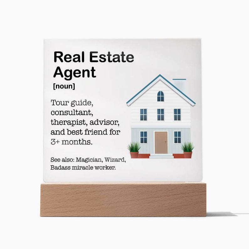 Funny Gifts for Real Estate Agents, Realtor Acrylic Plaque, Unique Gift Ideas for Realtors, Lamp Office Decor, Gift for Realtor Friend image 2