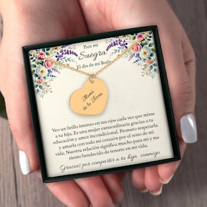 Mamá de la Novia, collier coeur gravé mère de la mariée, cadeau Suegra en espagnol le jour de mon mariage, cadeau maman de la mariée offert par Groom Heart