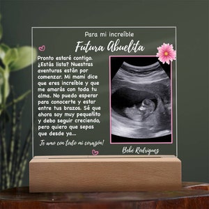 Zwangerschapsaankondiging aan oma in het Spaans, toekomstige oma Spaans cadeau, Futura Abuela, Abuelita-cadeau, aangepaste echografie fotoplaat