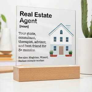 Funny Gifts for Real Estate Agents, Realtor Acrylic Plaque, Unique Gift Ideas for Realtors, Lamp Office Decor, Gift for Realtor Friend image 5