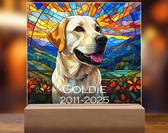 Personalized Labrador Retriever Acrylic Plaque: Faux Stained Glass Pet Memorial
