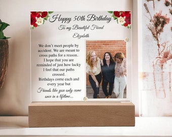 50th Birthday Gift, Personalized Photo Acrylic Plaque for Friend
