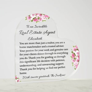 Real Estate Agent Acrylic Heart Plaque, Realtor Closing Gift, Unique Gift Ideas for Realtors, Birthday Gifts for Real Estate Agent image 5