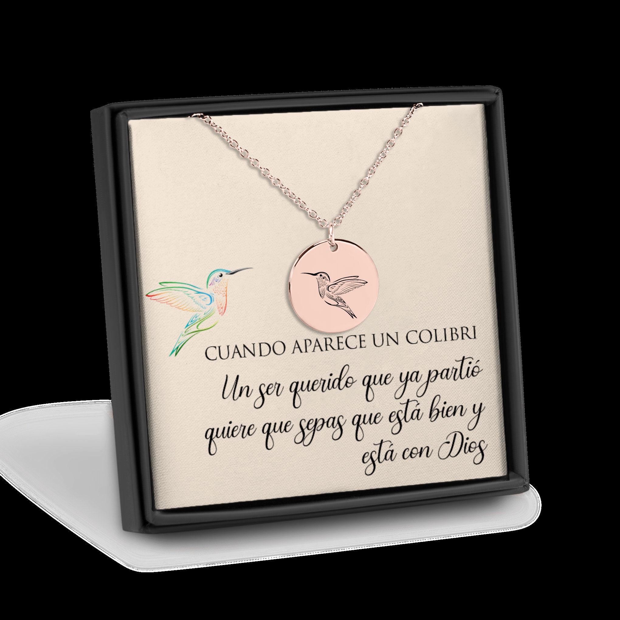 Collana con ciondolo a forma di colibrì in oro, delicato ciondolo in