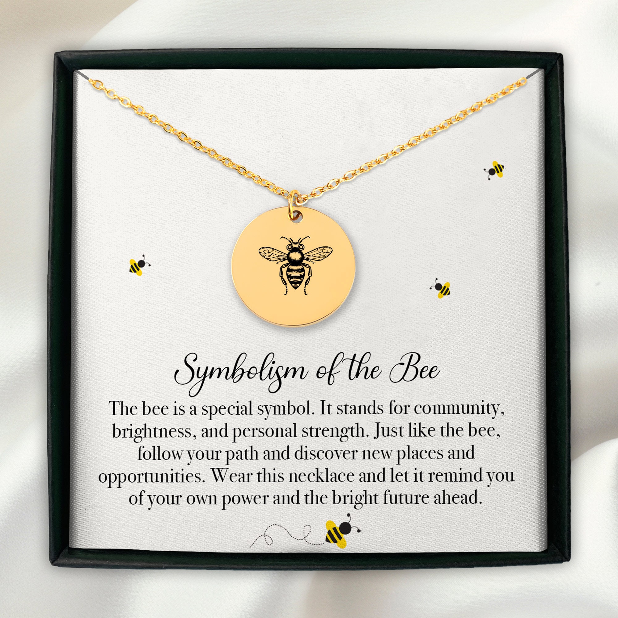 Namana Collana Donna Con Ciondolo Ape – Gioiello In Argento, Oro Giallo O Rosa Con Zirconia E Smalto Nero – Regalo In Scatola Portagioielli
