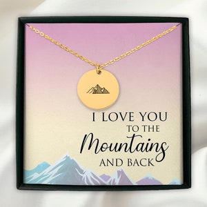 Mountain Pendant Necklace: Engraved Stainless Steel, Nature Lover Gift