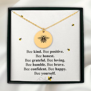 Bee Pendant Necklace: Stainless Steel Honey Bee Jewelry