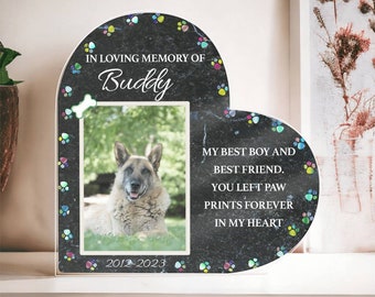 Pet Memorial Plaque, Personalized Memorial Stone, Loss of Dog Gift, Pet Headstone, Acrylic Photo Plaque, Pet Memorials Grieving friend gift