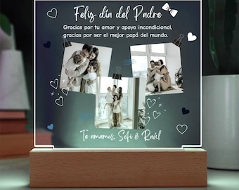 Father&#39;s Day Gifts in Spanish, Custom Picture Plaque Gift for Dad, Personalized Gift for Daddy, Día del Padre, Regalo para papá en Español