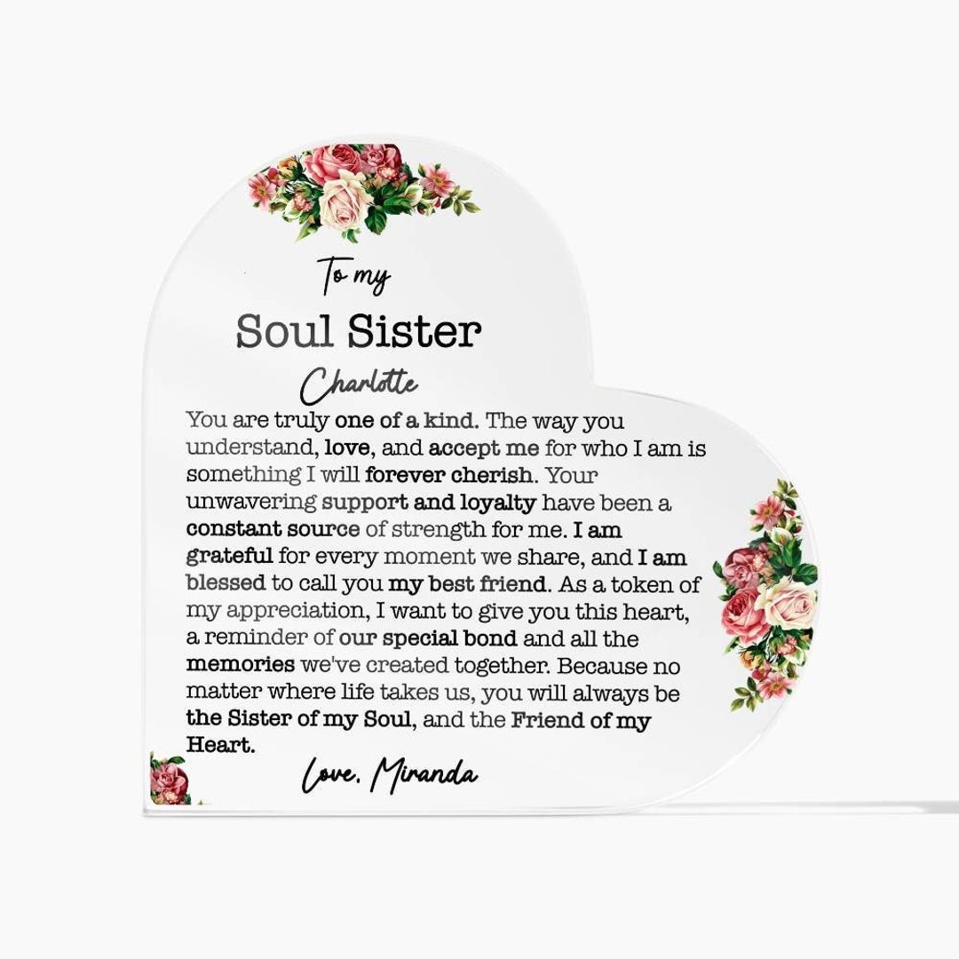 To My Soul Sister Acrylic Plaque, Best Friend Personalized Gifts, Bff ...