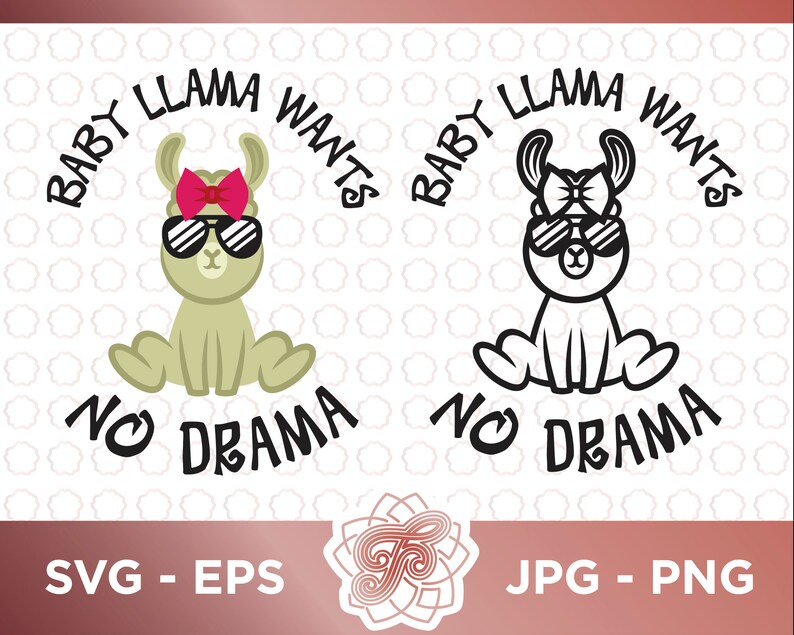 Download Cool Baby Llama Wants No Drama Cute Glasses Llama With Bow Etsy