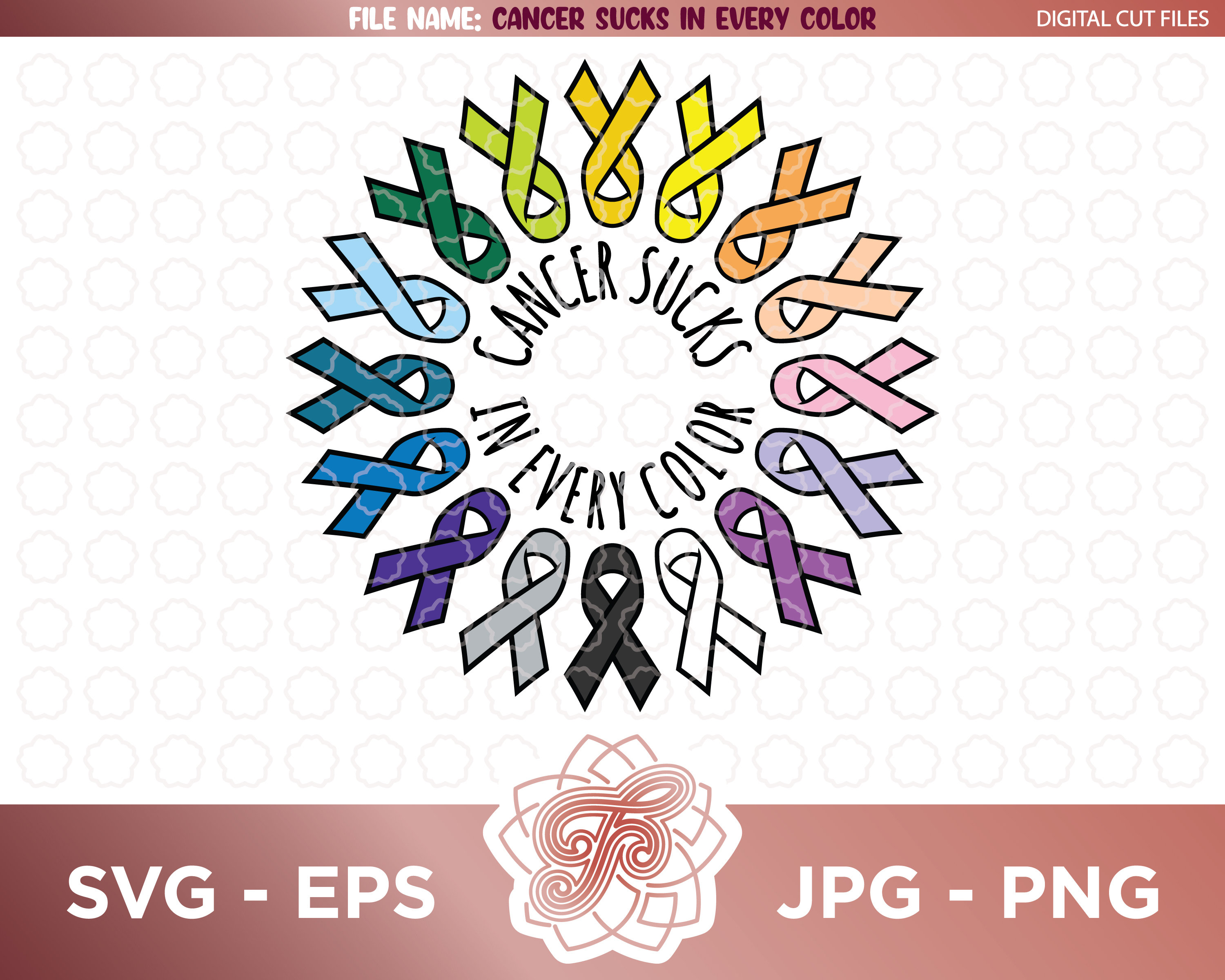 Cancer Sucks in Every Color Cutting file Cancer Ribbon | Etsy