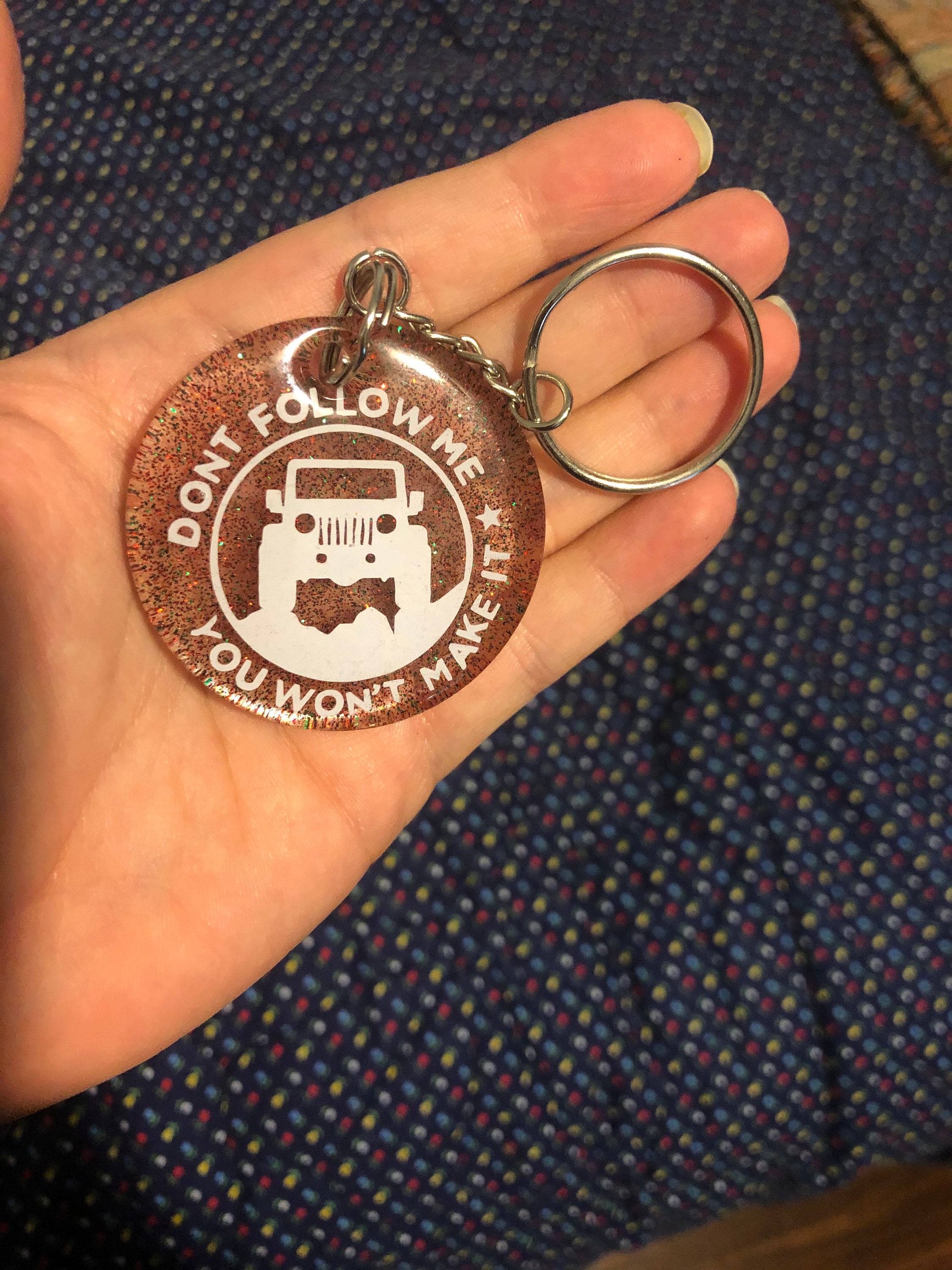 Circle Keychain with decal inside Etsy