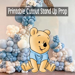 Classic Sitting Winnie The Pooh Large Cutout, Blue Boy Baby Shower/Birthday Yard Sign Decor, Birthday Party, Cutout Prop, Instant Download