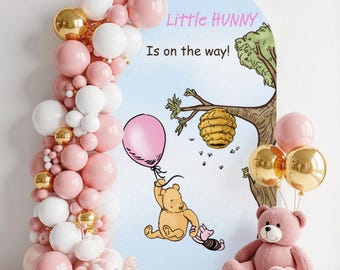 Custom Personalized 7 ft Tall Arched Classic Winnie the Pooh Party Back drop cover.
