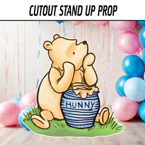 Grande découpe bleue de Winnie l'ourson, voyageur debout pour baby shower/anniversaire ourson Hunny baby shower/anniversaire, fête d'anniversaire, accessoire de découpe, téléchargement immédiat