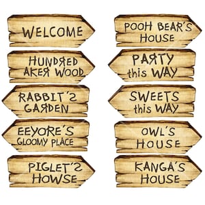 Segnali di direzione digitali Winnie the Pooh, Segnali per feste istantanee di Winnie the Pooh, stampabili