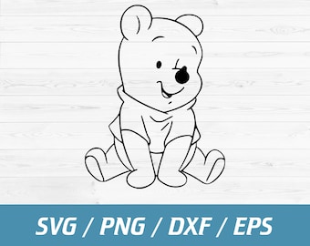 Baby Winnie The Pooh Outline, Classic Pooh Files (svg, png, dxf, eps)