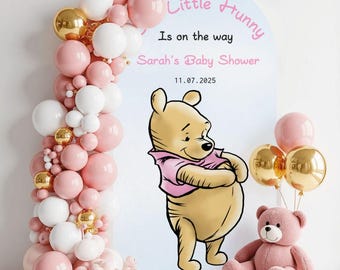 Winnie the Pooh Arched Backdrop Cover: Custom Baby Shower Decor (47.2"x86.6")