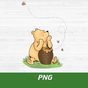 Winnie l'ourson classique PNG, Winnie l'ourson avec pot de miel