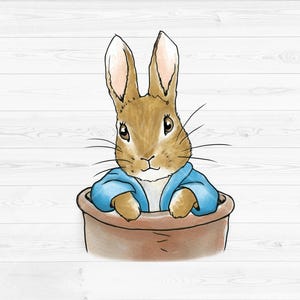 Peter Rabbit PNG, Blue Bunny Clipart, Instant Digital Download