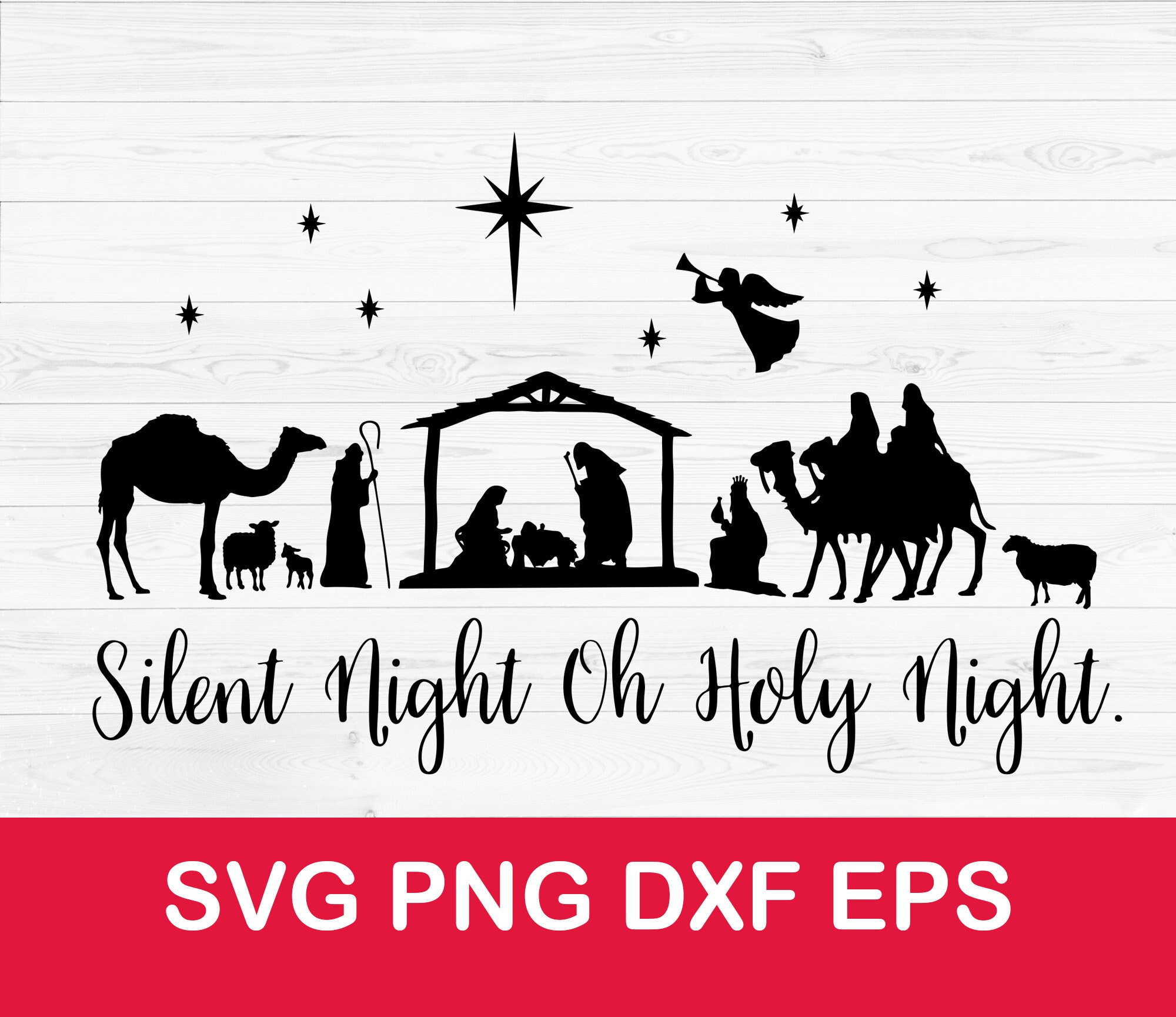 O Holy Night, Christmas SVG, Christ is Born SVG, Digital Download, Cut  File, Sublimation, Clip Art (individual svg/dxf/png/jpeg files)