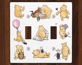 Winnie the Pooh Light Switch Cover, Classic Vintage Pooh Bear Switch Outlet Plate, Pooh Bear Nursery Decor