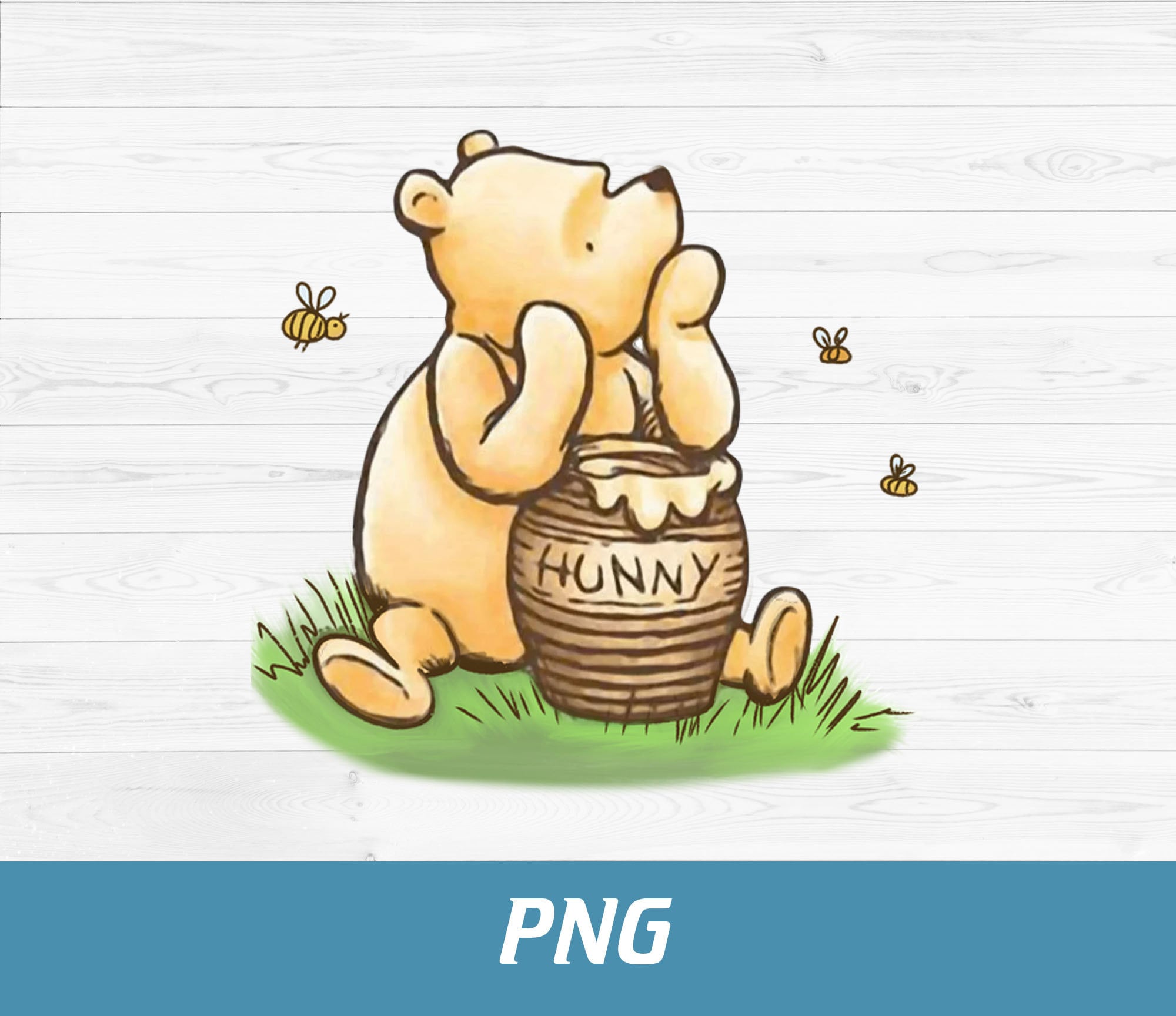 Classic Winnie the Pooh PNG, Pooh With Honey Pot Etsy