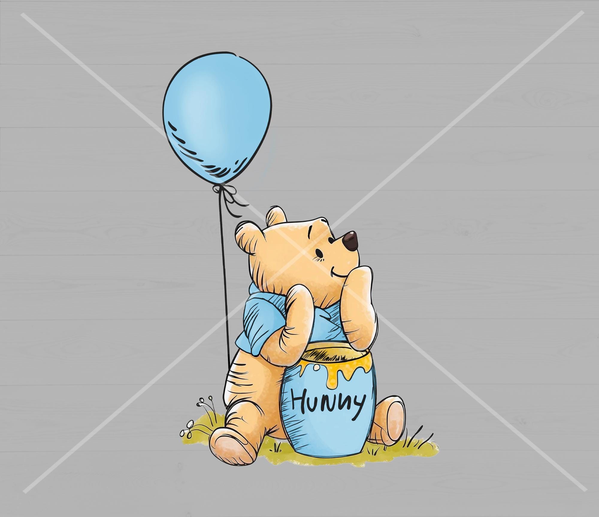 Blue Winnie the Pooh Honey Bear Clipart PNG Watercolor Girl, Blue