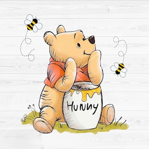 Oso de miel Clipart PNG Acuarela, Winnie the Pooh PNG, Pooh con tarro de miel