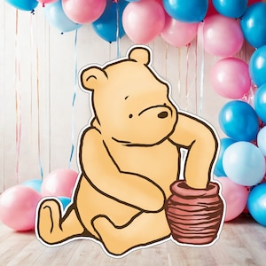 Classic Winnie The Pooh Large Cutout, Vintage Winnie the Pooh Baby Shower, Birthday Party, Cutout Prop, Instant Digital Download