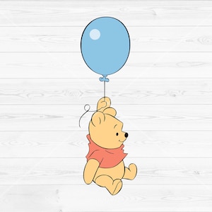 Globo azul de osito Pooh bebé PNG, baby shower de niño, clipart de Winnie the Pooh, descarga digital instantánea
