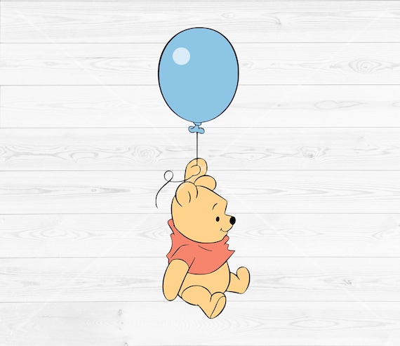 Baby Pooh Bear Blue Balloon PNG, Boy Baby Shower, Winnie the Pooh