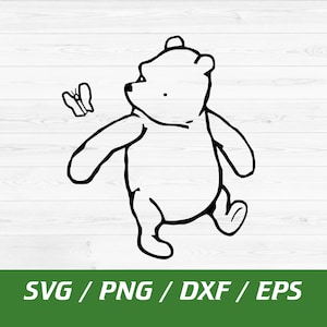 Classic Winnie the Pooh Svg, Winnie the Pooh Outline, Classic Pooh ...