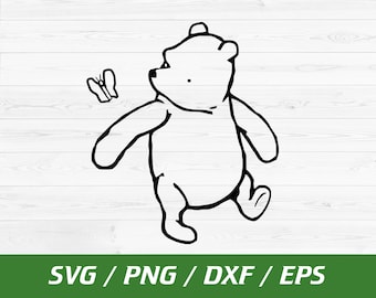 Classic Winnie The Pooh Svg, Winnie The Pooh Outline, Classic Pooh Files, Instant Download, Svg, Png, Dxf, Eps